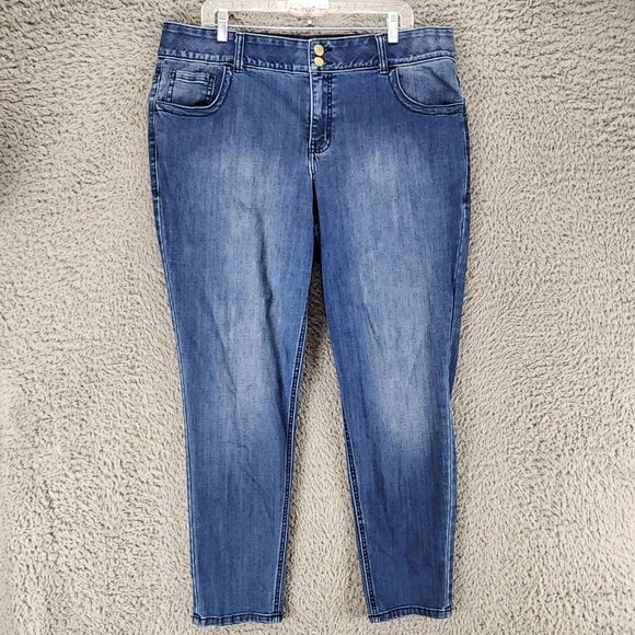 Lane Bryant Jeans Womens 18 Blue Stretch High Rise Skinny *GUC* - Picture 1 of 15